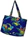 Quilted Beach Bag and Pareo 3 Piece Set, Parrots on Royal