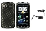 BLACK SMOKE CHECKER Rubber Touch Phone Protector Hard Cover Case for HTC Se ....