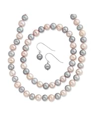 Pink and Grey Freshwater Cultured Pearl Set