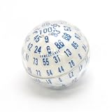 Role Playing Dice - D100 Opaque White & Blue Spherical Dice / Die - Made in USA - "ZOCCHIHEDRON"