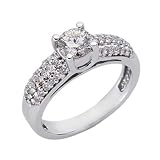 14k White 1.09 Ct Diamond Engagement Ring - Size 7.0