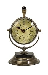 Elegant Antique Style Brass Pedestal Desk Clock 7"