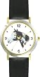 Dark Brown and White Paint or Pinto Horse - JP - Horse - WATCHBUDDY&reg; DELUXE TWO-TONE THEME WATCH - Arabic Numbers - Black Leather Strap-Children's Size-Small ( Boy's Size & Girl's Size )