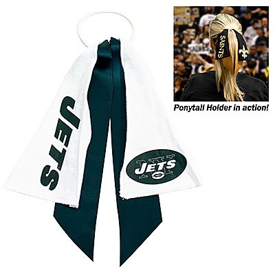 NEW YORK JETS PONYTAIL HOLDER HAIR TIE RIBBON at Amazon.com
