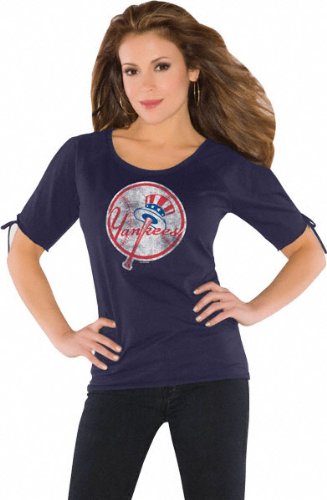 New York Yankees Women's Slit Shoulder Top from Touch by Alyssa Milano