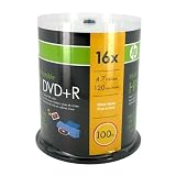 HP 100-Pack 16X DVD+R White Inkjet Printable