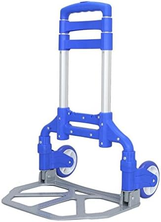 Cart Folding Dolly Push Truck Hand Collapsible Trolley Luggage Aluminium 170 lbs - Blue