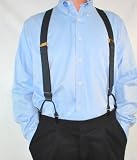 Satin Finished Navy Blue Dual Clip Suspenders Y-back Style