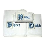 Egyptian 100% Cotton Hand Towel with Embroidery (White)