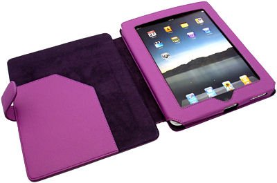 Premium Purple Leather Book Style Pouch Case with Inner Pocket + Screen Protector for Apple Ipad Wifi 3g