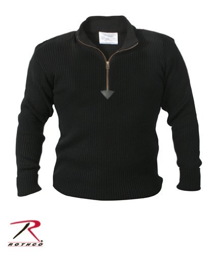 Rothco 1/4 Zip Acrylic Commando Sweater, Black, Large