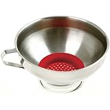 Norpro Stainless Steel Wide Mouth Funnel with Silicone Strainer