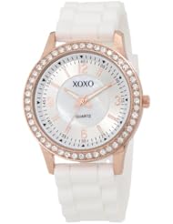 XOXO Womens XO8038 White Bumpy Silicone Rubber Strap Watch