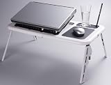E-Stand White/Black Laptop Table with Cooling Fans