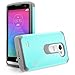 LG Leon Case, LG Tribute 2 Case, RANZ® Grey with Aqua Blue Hard Impact Dual Layer Shockproof Bumper Case For LG Leon LTE C40/ Tribute 2 (LS665) / Destiny L21G / Power L22C / Risio