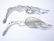 Custom Chrome Motorcycle Flame + Flame Arm Mirrors Fits Most Harley Davidsons, Suzuki, Honda, Kawasaki Cruisers side chrome mirrors with flame arm motorcycle - Free Adapters