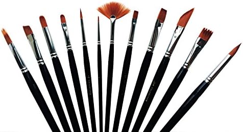 PaintYourWorld 12 Pieces Artist Painting Brush Set Watercolor Oil Paint Drawing Supplies Black