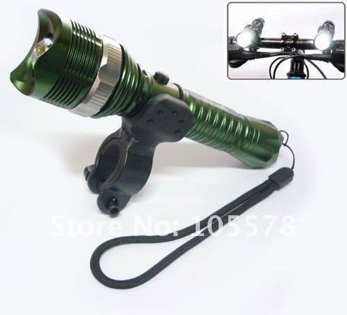 ChicSport 7W 400-600 Lumens Aluminium zoomable CREE LED Q5 bike light with plastic Clip Flashlight Mount Holder 1 set