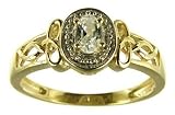 9ct Yellow Gold Ladies Oval Cubic Zirconia With Celtic Knot Shoulder Ring Size P
