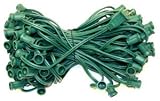 100 Light Empty Green Wire C7 Candelabra Screw (E12) Base String Christmas Holiday Light Bulb Set