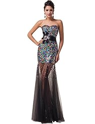 Sexy Sophisticated Strapless Sweetheart Sequined Lace-Up Chiffon High-Low-Hem  Dress