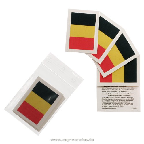 Belgien Tattoo Fahne 5er Fan Set – EM Fanartikel 2016 – Belgium Flag