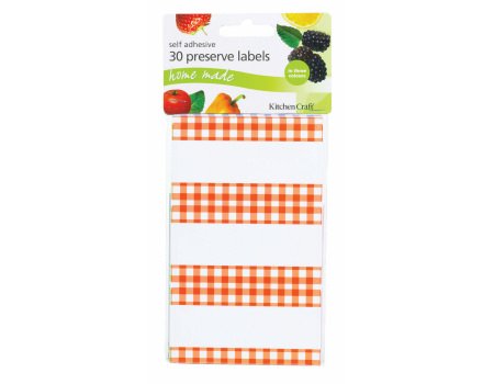 Kitchen Craft Self Adhesive Jam Jar Labels, Gingham Pattern, Pack of 30