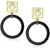 Trina Turk Brick And Gold Hoop Earrings In Bla