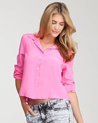 Cropped Hidden Placket Silk Shirt