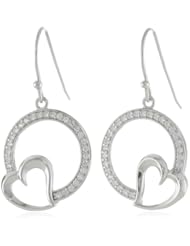 Sterling Silver Simulated Diamond Open Circle Dangle Earrings