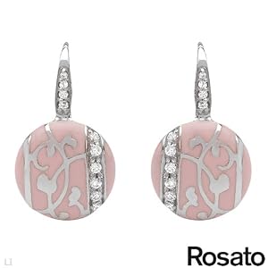 ROSATO Made in Italy Majestic Earrings With Cubic zirconia Crafted in Pink Enamel and 925 Sterling silver. Total item weight 6.0g Length 25mm