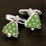 Enamel \ Crystal Christmas Tree Cufflinks