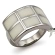 Stainless Steel Women's Ring with White Resin Inlay (Sizes 5-9)