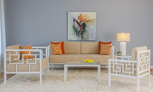 33-Inch Sofa-Depth Metal Daybed (day bed) with Contemporary Greek Key Design-Available in White or Bronze Finish