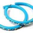 Aqua Hoop 2" Earrings With Multicolored Crystals Fashion Jewelry