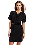Evan Picone Women's Belted Ponte Cowl Neck Dress, Black, 6 Evan Picone Women's Belted Ponte Cowl Neck Dress, Black, 6