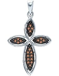 0.25ctw Chocolate Champagne Brown Round Diamond Cross Pendant