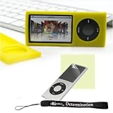 iPod Nano 5th generation 5G skin case cover compatible for iPod Nano 5th Gen 8GB, 16GB newest model (Yellow) + Includes Nano 5 Screen Protector Guard + a 4-inch eBigvalue TM Determination Hand Strap