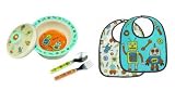 Sugarbooger Covered Bowl, Silverware, and 2 Bibs Set-Retro Robots