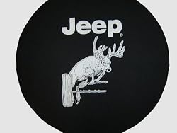Jeep White Tail Buck on 30" Heavy Denim Tire Cover