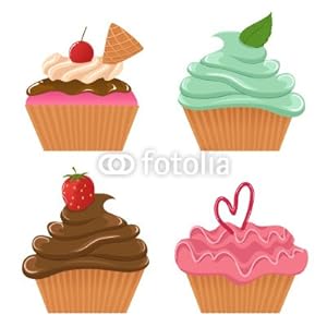 Wallmonkeys Peel and Stick Wall Decals - Set of Four Vector Cupcakes - Removable Graphic Wallmonkeys Peel and Stick Wall Decals - Set of Four Vector Cupcakes - Removable Graphic