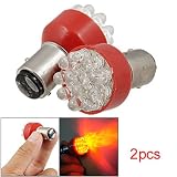 Amico 2 Pcs 1157 BAY15D Car Red 12 LED Tail Light Brake Stop Bulbs