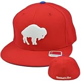 NFL Mitchell & Ness Throwback Logo Hat Cap Fitted TK03 Wool Buffalo Bills 7 5/8