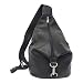 Black Piel Leather Three Zip Hobo Sling Backpack