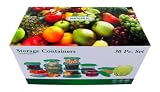 30 Piece Set 15 Plastic Storage Containers with Green Lids 30 Piece Set 15 Plastic Storage Containers with Green Lids