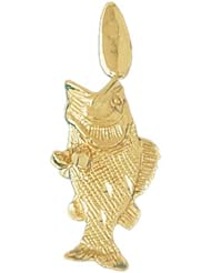Dazzlers Solid 14 karats Gold 3D Sea Bass Fish Charm Pendant available in three colors from jewelsberry (weights: 7.6 grams only)