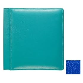 RODEO BLUE pebble grain leather medium scrapbook #162 style album by Raika -