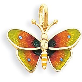 Enamel Butterfly Charm, 14K Yellow Gold by Precious Accents