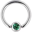 14 Gauge Austrian Crystal EMERALD Gem BCR Captive Ring