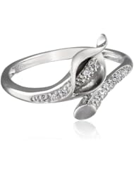 Yellow Gold Plated Sterling Silver Calla Lily Diamond Ring